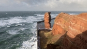 Strong wind at "Lange Anna" ("Tall Anna") sea stack