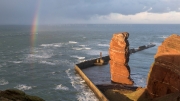 Coloured morning at "Lange Anna" ("Tall Anna") sea stack
